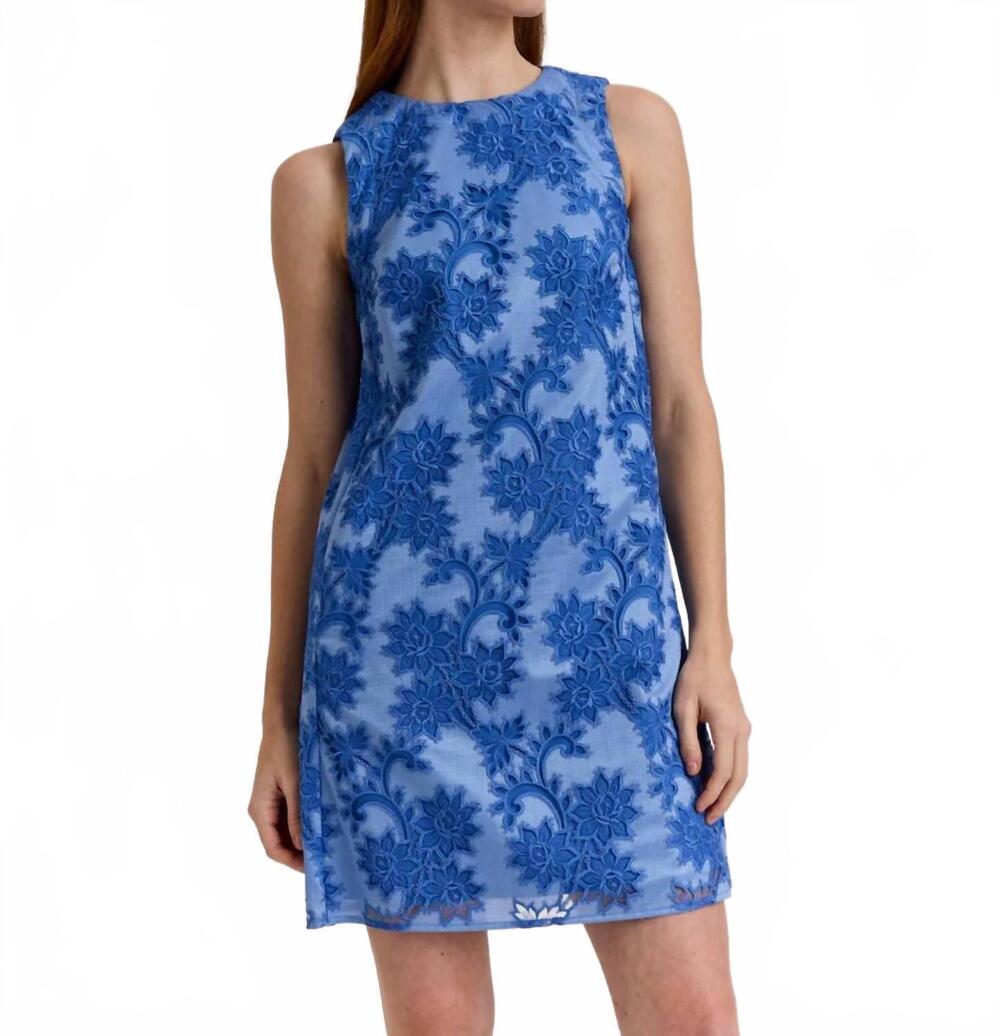 NEW HINSON WU courtney sleeveless floral motif lace dress in lake blue